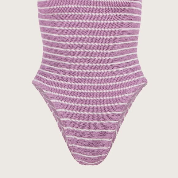 Hunza G Nancy One Shoulder Striped One Piece Crinkle Swimsuit One Size NWT - Picture 4 of 6
